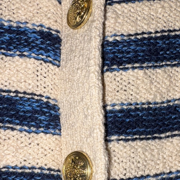 J. Crew size small Blue and Cream Striped Cardigan with gold buttons - Picture 5 of 11